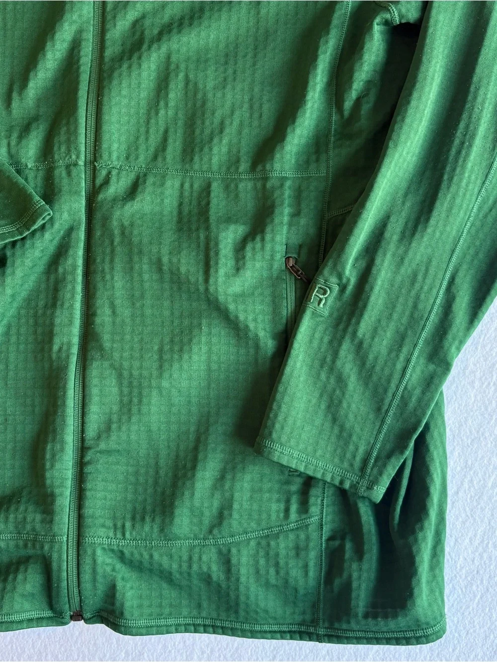 Patagonia Men's XL R1 Full-Zip Jacket Hunter Green Polartec Grid Fleece Fall2015